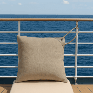 COUSSIN MOKAI OUTDOOR 40X40 SUNBRELLA PAPYRUS AVEC CORDAGE ET MOUSQUETON INOX