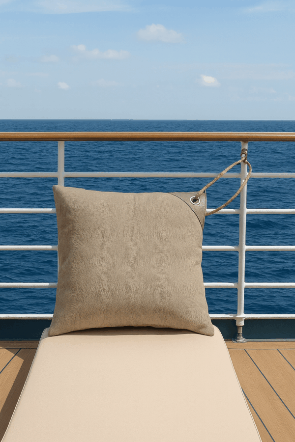 COUSSIN MOKAI OUTDOOR 40X40 SUNBRELLA PUMPKIN AVEC CORDAGE ET MOUSQUETON INOX – Image 9
